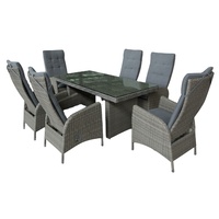 Joyeleisure Ensemble de 7 meubles de patio en aluminium tressé, table et chaises de salle à manger d'extérieur
