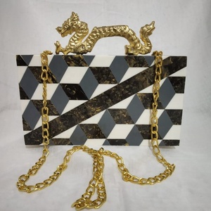 Bolso de mano de resina para mujer en blanco y negro, bolso de noche, Retro bolso de hombro, bolso cruzado de lametierartz - Product Image 5