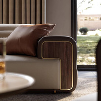 Canapé modulaire sectionnel de luxe en cuir italien Fonction électrique Grand canapé de salon plat pour villa