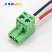 Kabel Harness Terminal 2 Pin KF2EDGK 5.08mm Kustom, Blok Terminal Sekrup Hijau 30CM ke Kabel Konektor Putih Perakitan Pabrik