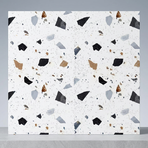 Carreaux de sol en céramique terrazzo de qualité supérieure 40x40cm, grès cérame émaillé gris clair pour intérieur - Product Image 3
