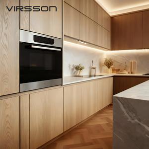 Meubles modernes de luxe en <span class=keywords><strong>bois</strong></span> brun personnalisé, ensemble d'armoires de cuisine en MDF mélaminé avec évier, armoire de cuisine modulaire - Product Image 3