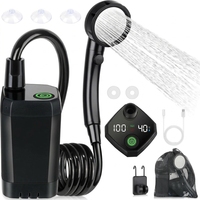 Douche de camping électrique portable 6000 mAh, pompe de douche électrique rechargeable avec affichage LED intelligent, modes de pulvérisation multiples