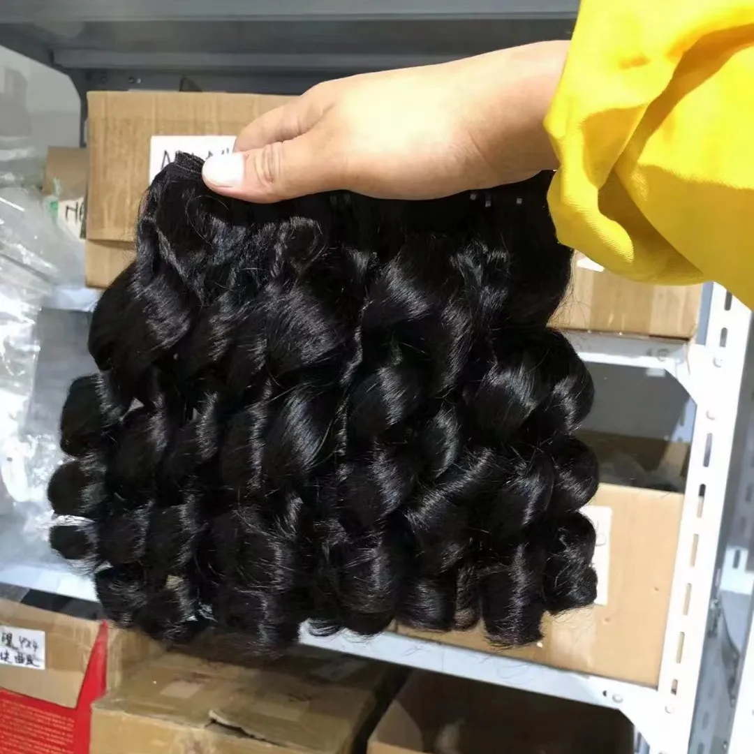 Amara best quality high end 12a grade fumy hair fumi curly hair brazilian double drawn fumi human hair in stock