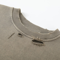 Chemise thermique à manches longues en coton 100% haut de gamme, finition délavée, coupe ample, jersey en molleton français lourd
