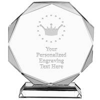 Trophée en cristal transparent personnalisé avec plaque de reconnaissance, emballage avec boîte cadeau en papier
