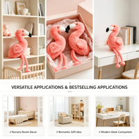 Peluche Flamant Rose Kawaii, Douce et Moelleuse avec Ailes, Jouet en Peluche Oiseau Tropical pour Filles, Cadeau d'Anniversaire, Décoration d'Été
