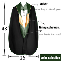 Cape de doctorat unisexe haut de gamme avec passepoil doré, toge personnalisée 100 % polyester imprimée en sérigraphie pour la remise des diplômes universitaires de doctorat
