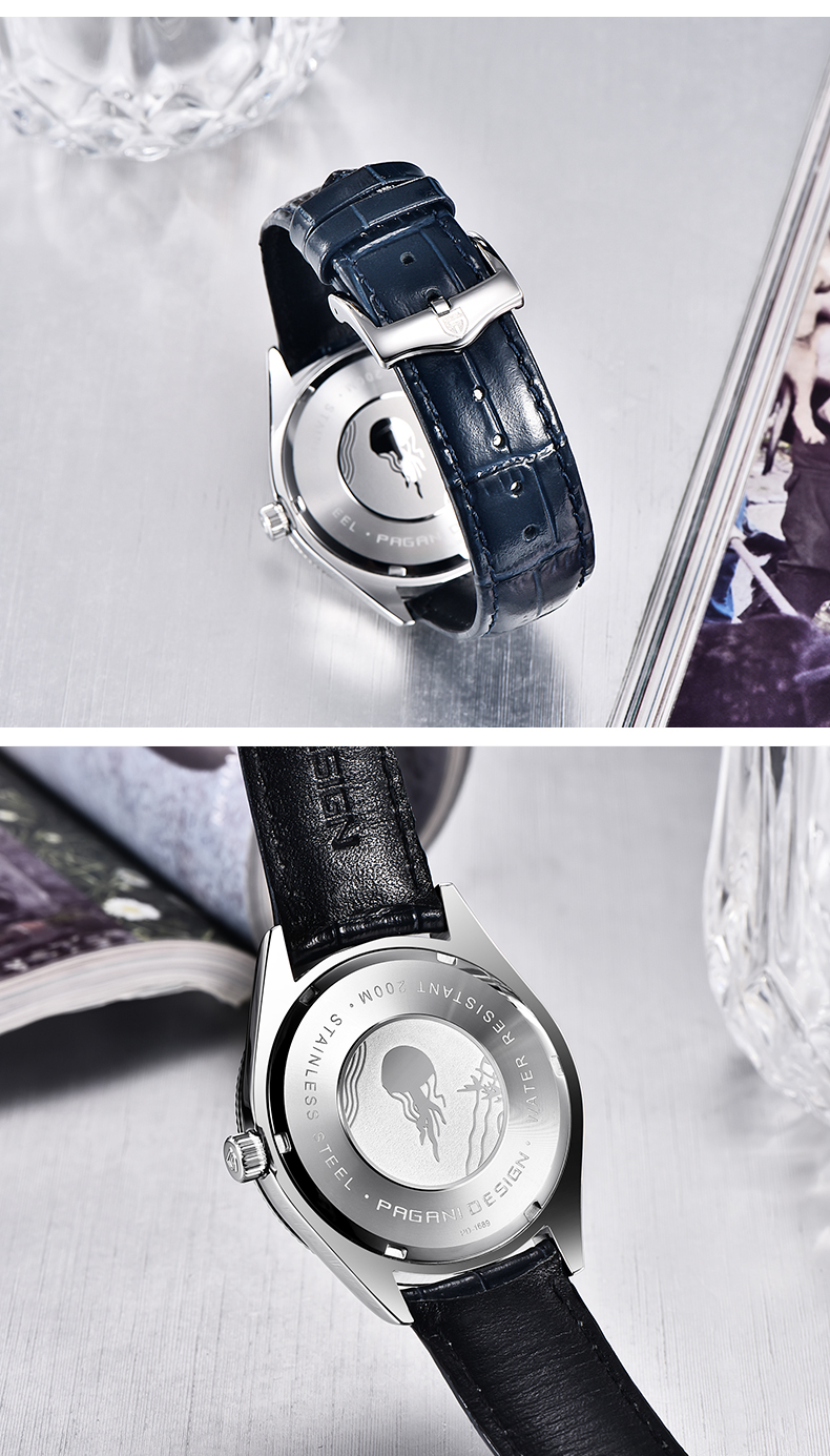PAGANI DESIGN Top Brand Men Quartz Wristwatches Fashion Sapphire Glass Business Watches Waterproof Genuine Leather Watches