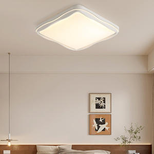 Plafonnier de chambre à coucher moderne de style nordique avec matériaux en fer et en acrylique, éclairage LED, télécommande, finition crème - Product Image 3