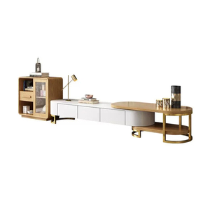 האחרון עיצוב יוקרה להארכה טלוויזיה Stand מודרני סגלגל צורת מוצק עץ סלון טלוויזיה יחידת אחסון קבינט - Product Image 6