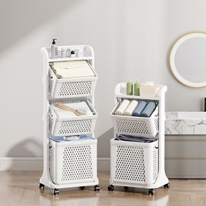 Nieuwe aanwinst: opvouwbare wasmand van kunststof, wasmand op wielen, badkamerorganizer, wasmand met opvouwbaar ontwerp - Product Image 1