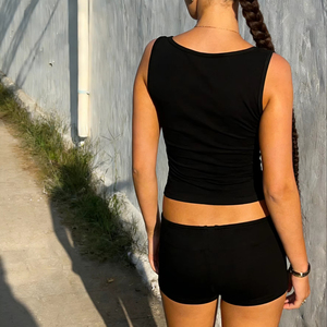 Women's Rhinestone Belt-Print Two-Piece Set, Sleeveless Crop Top & Shorts Set, Y2K Dark style trend Outfit - Product Image 4