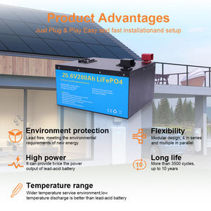Tùy chỉnh <span class=keywords><strong>LiFePO4</strong></span> pin OEM nhà sản xuất cho biến tần năng lượng mặt trời hệ thống sao lưu 24V 200AH ABS Shell 6000 chu kỳ-20C đến + 65C - Product Image 5