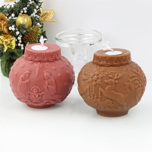 Nouveau moule en silicone <span class=keywords><strong>pour</strong></span> bougie boule gaufrée thème Noël et Carnaval, <span class=keywords><strong>pour</strong></span> ornements de Noël (fleur, flocon de neige, élan) et porte-bougie boule <span class=keywords><strong>pour</strong></span> bougies votives et chauffe-plat - Product Image 3