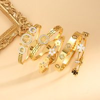 Bracelet en acier inoxydable Gaovo pour femmes, motif fleur à quatre feuilles creuse, micro-pavé CZ, bijoux de créateur de luxe, résistant au ternissement, bijoux tendance