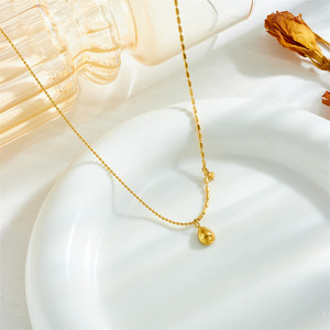 European American Style Teardrop Green Gem Pendant Necklace Bezel Setting Everyday Wear - Product Image 2