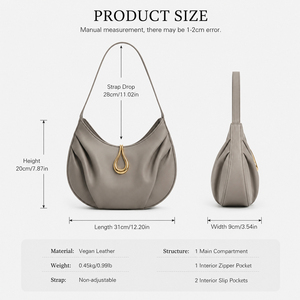 Bolso de Hombro de Piel Sintética para Mujer, Estilo Media Luna, Bolso de Mano Plegado Suave, Bolso Bandolera Casual, Bolso de Moda para Viajes Diarios - Product Image 5