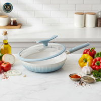 Ensemble de casseroles en alliage d'aluminium antiadhésif aux couleurs vives avec un design européen résistant à la chaleur pour une utilisation familiale à la maison