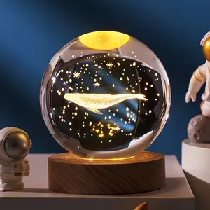Astronot Hadiah Ulang Tahun Anak Natal, Lampu Bulan Malam Sistem Surya Malam Lampu Kristal