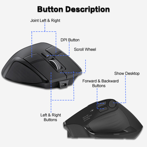เมาส์ไร้สาย JOMAA แบบ Ergonomic ชาร์จได้ทั้งแบบ USB และบลูทูธ พร้อมหน้าจอแสดงผลแบบ OLD ปุ่มตั้งโปรแกรมได้ สำหรับ Mac PC และเดสก์ท็อป - Product Image 5