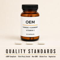 Capsules de curcuma, de sureau et de vitamine C à marque privée OEM – Complément alimentaire antioxydant pour les propriétaires de marques