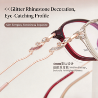 2630 Kacamata Wanita Trendy High-end untuk Kegunaan Sehari-hari dengan Bingkai Lebar 4mm, Kompatibel dengan Lensa Presbyopia