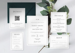 Modèle imprimable <span class=keywords><strong>d</strong></span>'invitation de mariage monogramme, suite <span class=keywords><strong>d</strong></span>'invitation de mariage simple avec code QR, invitation élégante Rsvp - Product Image 2