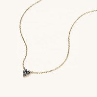 Gemnel 925 plata esterlina delicado minimalista Mini corazón Pave collar de diamantes negros para niña