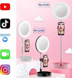 Anneau lumineux LED pour selfie et vidéo, miroir de maquillage, support de téléphone, diffusion en direct YouTube TikTok, lumière blanc chaud 3500K, IP44, hauteur réglable - Product Image 2