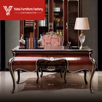 Bureau d'écriture en bois massif de style européen, table d'étude néo-classique, bureau haut de gamme, bureau d'ordinateur, mobilier de bureau de villa