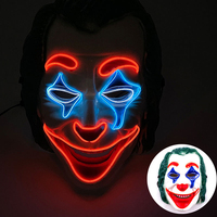Masque de clown LED pour fête d'Halloween, pour cosplay, divertissement d'horreur, accessoires de fête en silicone PVC