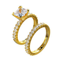 Bijoux de haute qualité plaqué or 18 carats Ice out Cuban Zircon Diamond 925 Sterling Silver Couple Anneaux de mariage pour hommes