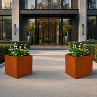 Jardinière rectangulaire en acier Corten, pot à fleurs en métal rustique pour jardin et terrasse