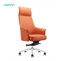 Fauteuil de direction pivotant de luxe brun à dossier moyen, chaise de réception de bureau, chaise de réunion avec design européen, style élévateur, en cuir PU