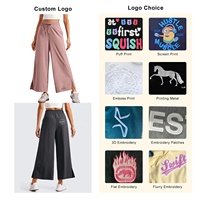Pantalon large pour femme en polyester respirant et à séchage rapide, taille élastique ajustable avec cordon de serrage, personnalisable, écologique, idéal pour l'été
