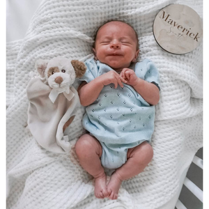 Conjunto de 2 Piezas Personalizado de Punto y <span class=keywords><strong>Crochet</strong></span> para Bebé Niño, Suéter con Diseño Pointelle, Camiseta y Pantalones Cortos de Verano - Product Image 2