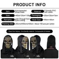 Capuche Monstre Multi-Cornes Horreur, Tête de Fantôme en Caoutchouc Souple, Accessoire Effrayant pour Costume d'Halloween Personnalisable