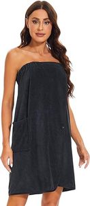 Vente en gros LOGO personnalisé Jupe de bain en coton microfibre pour femme Blanc Noir Rose Robe de bain Ensemble de serviettes de bain - Product Image 5