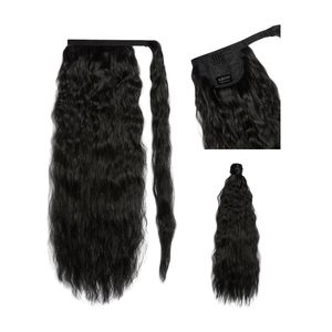Bouffée Wrap Around Clip en Queues de Cheval Extensions de <span class=keywords><strong>Cheveux</strong></span> Noir Brun Queue de Cheval pour Femmes Synthétique Longue Bouclée Queue de Cheval Naturelle 24 Heures - Product Image 5