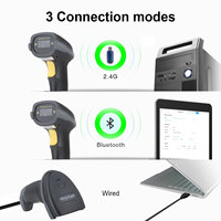 KEFAR-escáner de código de barras portátil, lector de código de barras con cable inalámbrico, 1D, 2D, QR, manual, pistola, teclado multilenguaje