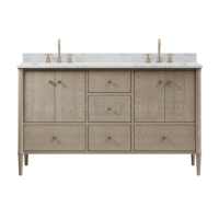 Meuble de salle de bain traditionnel en chêne gris peint Contreplaqué en bois massif avec LED au sol Bassin en porcelaine Design écologique