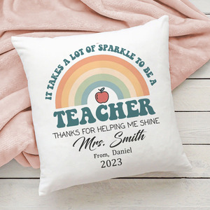 <strong>Personalised</strong> Nordic Plain Rainbow Pillow Case Custom Name <strong>Cushion</strong> <strong>Cover</strong> Thank You Helping Me Shine Teacher Appreciation Gifts - Product Image 3