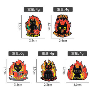 Gatto arrabbiato smalto spille fuoco fiamma animale spilla distintivo zaino vestiti gioielli regalo per amici all'ingrosso - Product Image 6