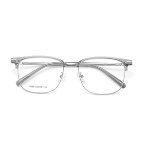 Montures de lunettes tendance en alliage métallique, forme sourcil, 9566 55 18 150, avec plaquettes de nez réglables, style professionnel - Product Image 1