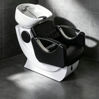 Fauteuil de lavage de cheveux professionnel avec bac en céramique profond, inclinable, pour salon de coiffure et barbier
