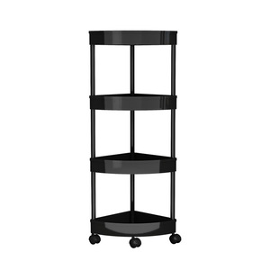 Étagère <span class=keywords><strong>d</strong></span>'<span class=keywords><strong>angle</strong></span> <span class=keywords><strong>de</strong></span> <span class=keywords><strong>salle</strong></span> <span class=keywords><strong>de</strong></span> <span class=keywords><strong>bain</strong></span> autoportante en <span class=keywords><strong>plastique</strong></span> GREENSIDE, sans perçage, mobile, triangulaire, avec roulettes - Product Image 4