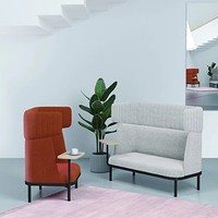 Ensemble de canapés de bureau modulaires modernes vert olive, design insonorisé à dossier haut, éponge haute densité, pour bureau à domicile et salon