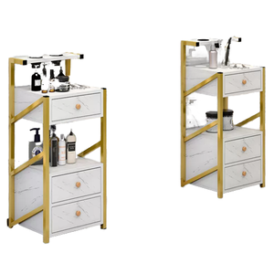 Carrito Auxiliar Moderno de Acero Inoxidable para Salón, Carrito Giratorio Profesional para Escuela, Bar, Maquillaje, Estética y Spa - Product Image 1