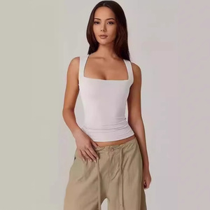 <span class=keywords><strong>Été</strong></span> Nouveau <span class=keywords><strong>D</strong></span>ébardeurs sans manches à col carré pour femmes Sexy Street Style Vest Casual Basic Tight Slim Fitness <span class=keywords><strong>d</strong></span>ébardeurs - Product Image 2